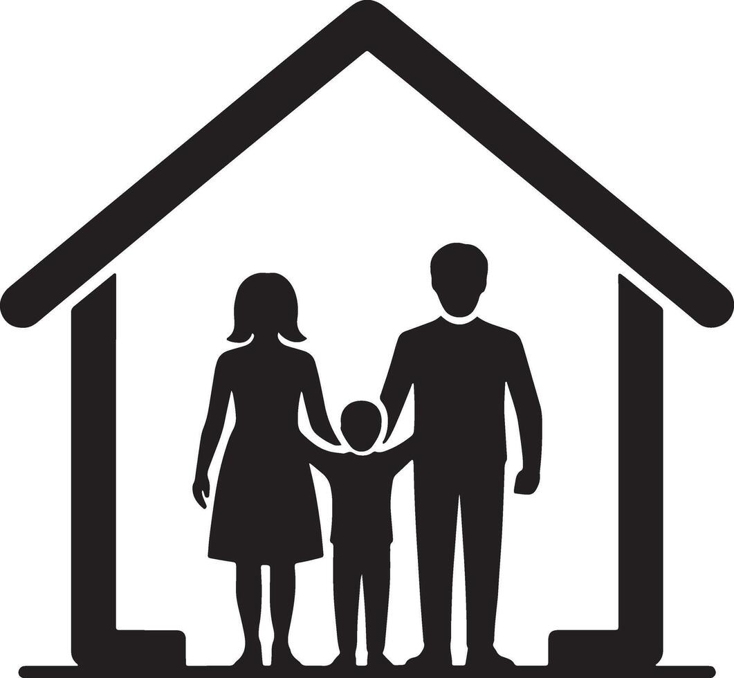 Simple Graphic Of Family In Home Symbolizing Security And Togetherness vector