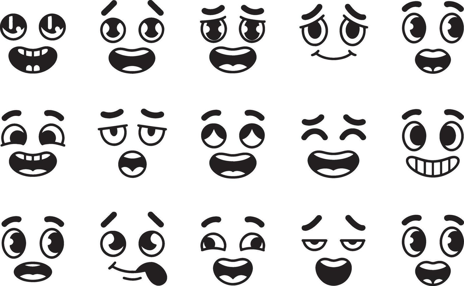 Collection Of Funny Cartoon Face Expressions With Varied Emotions And Feelings Illustration vector