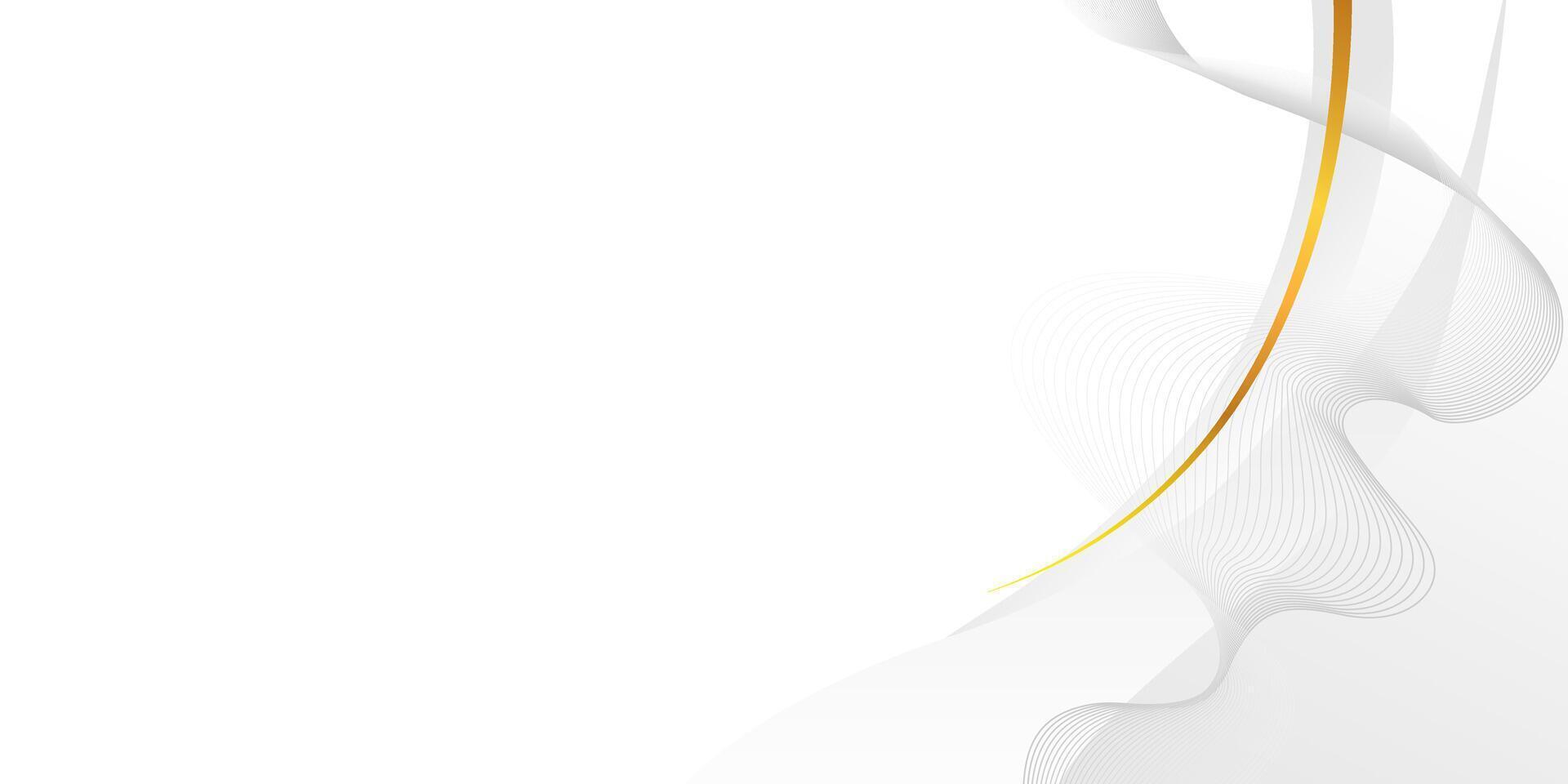 White Abstract Wave Background Featuring Smooth Gold Accents vector