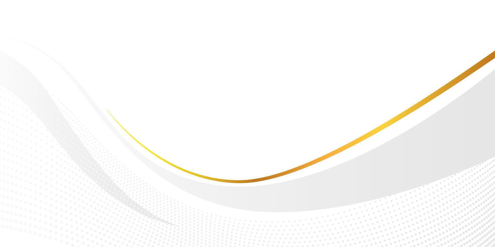 Modern White Abstract Background with Gold Curves and Wavy Lines vector