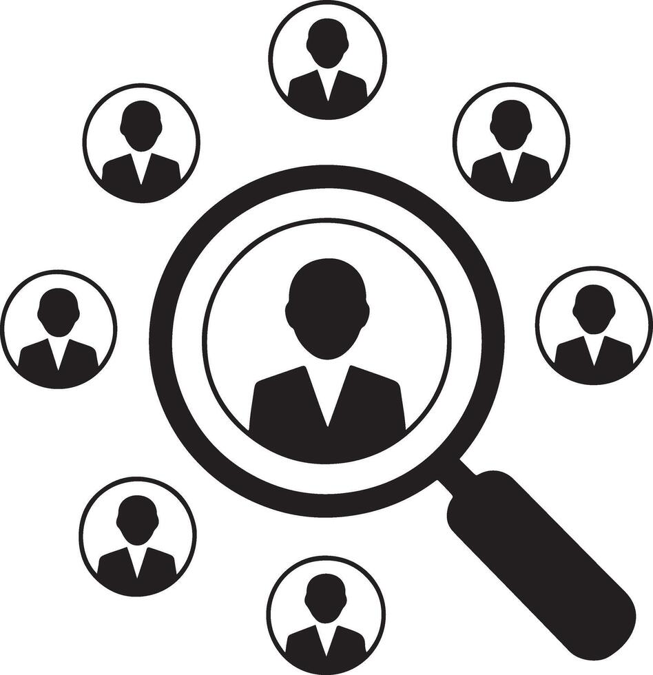 Recruitment Concept With Magnifying Glass Focusing On Talent And Skilled Professionals vector