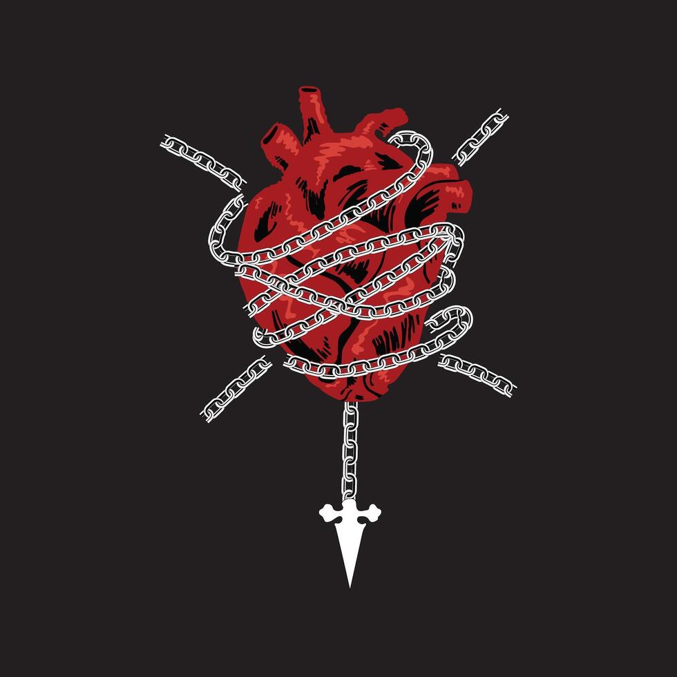 Heart Bound A Gothic Symbol of Love Pain and Chains vector