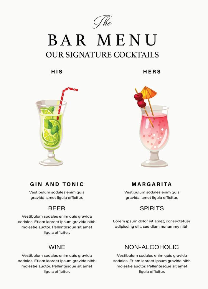 Modern Bar Menu Template vector