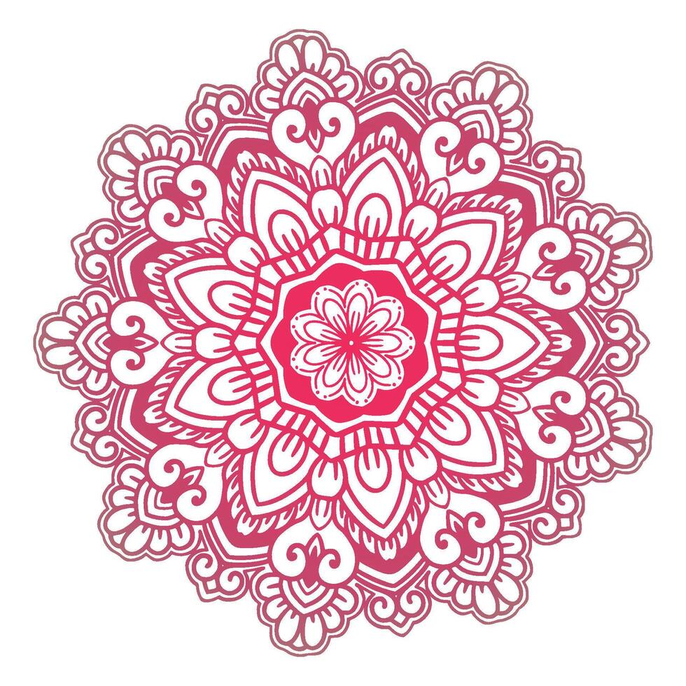 Decorative pink mandala on white illustration background vector