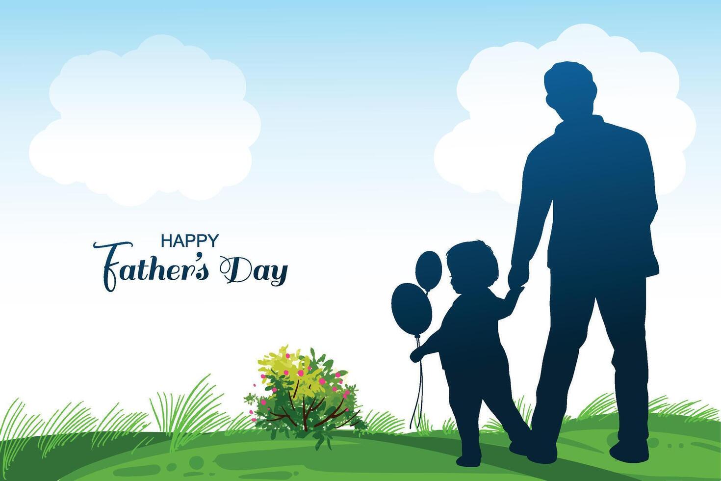 Happy fathers day with father and child celebrating background vector