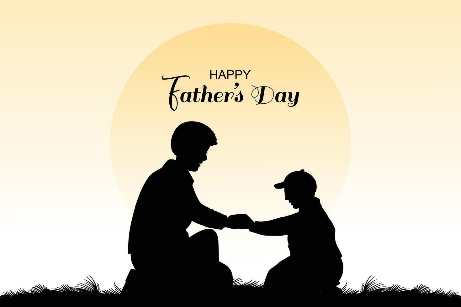 Happy fathers day with dad and child are closely entwined vector