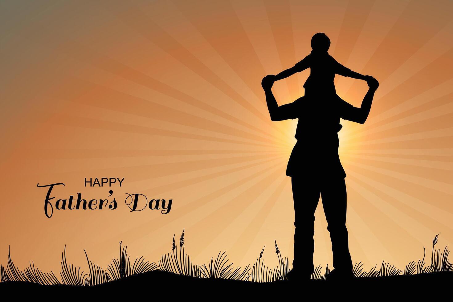 Happy fathers day with father and child celebrating vector