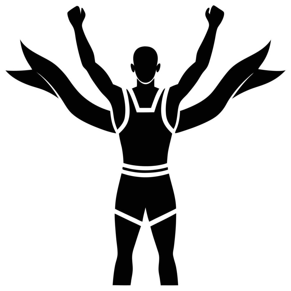 Victorious Athlete Silhouette with Finishing Ribbon vector