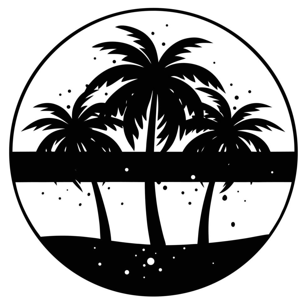 Tropical Palm Trees Silhouette in a Circular Design vector