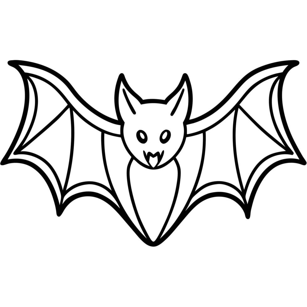 Simple Line Drawing of a Bat Halloween Clipart vector