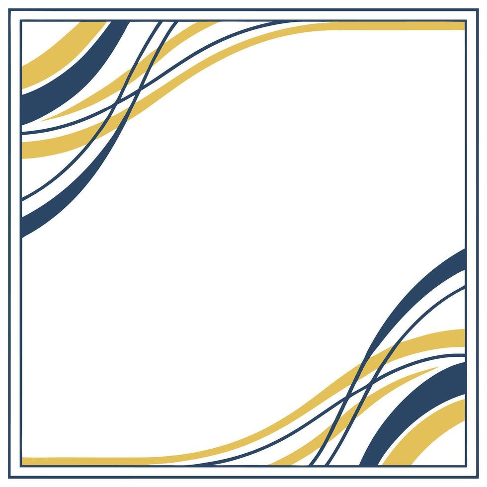 Elegant Abstract Frame with Mustard Yellow and Navy Blue Curves vector