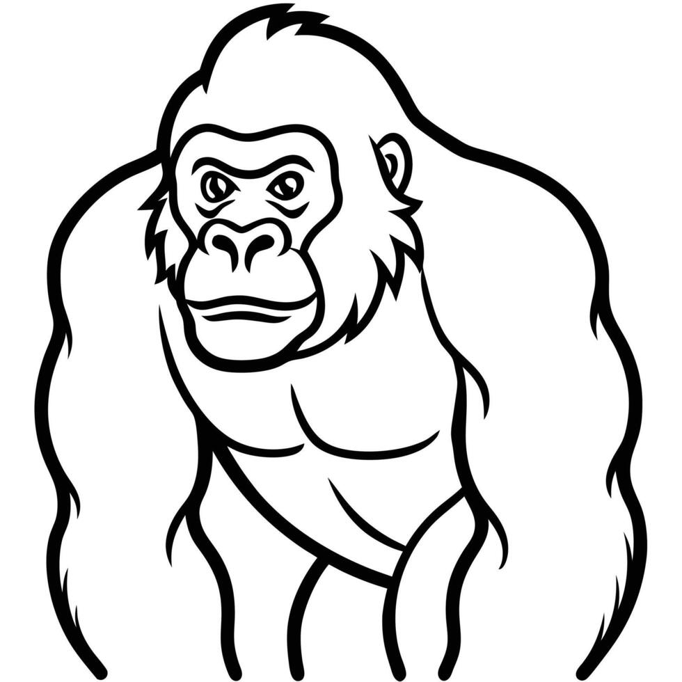 Muscular Gorilla Line Art Illustration vector