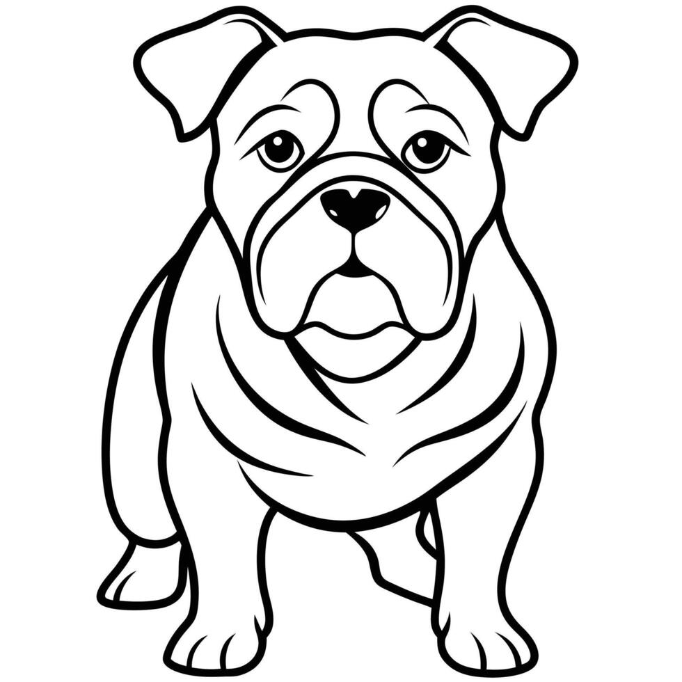 Line Art Illustration of an Adorable Bulldog Puppy vector