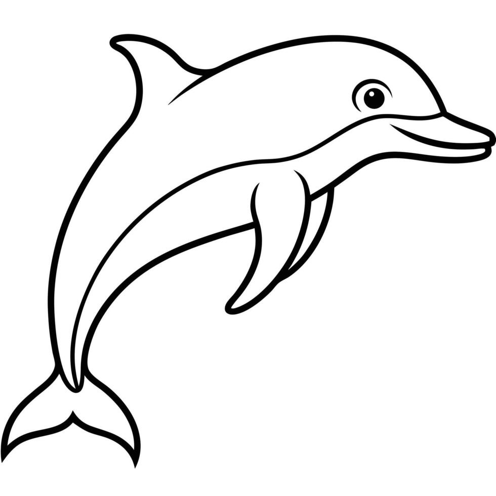 Cartoon Dolphin Outline Drawing for Coloring Pages vector
