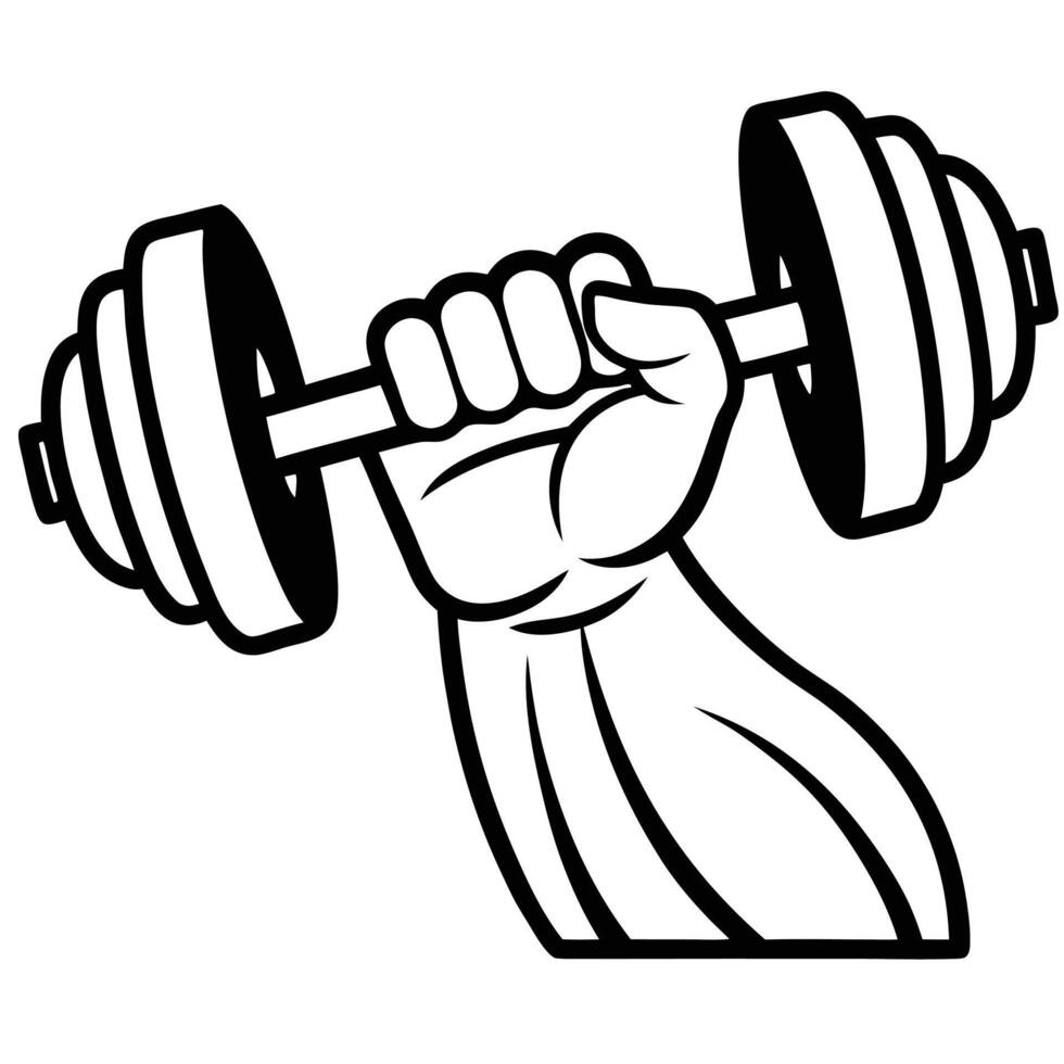 Strong Arm Lifting a Heavy Dumbbell Weightlifting Exercise vector