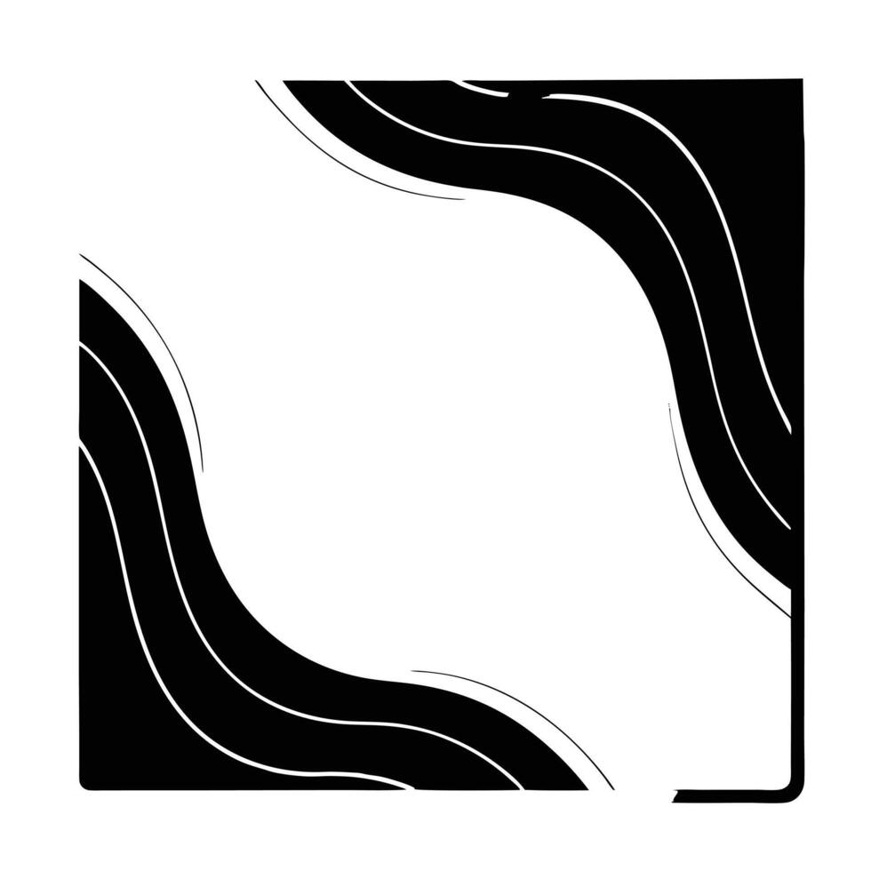 Abstract Black and White Wave Frame Design Element vector