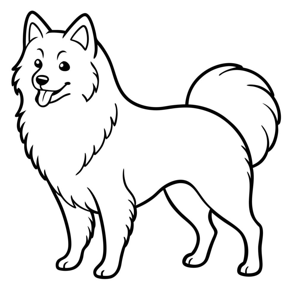 Outlined Drawing of a Happy Pomeranian Dog vector