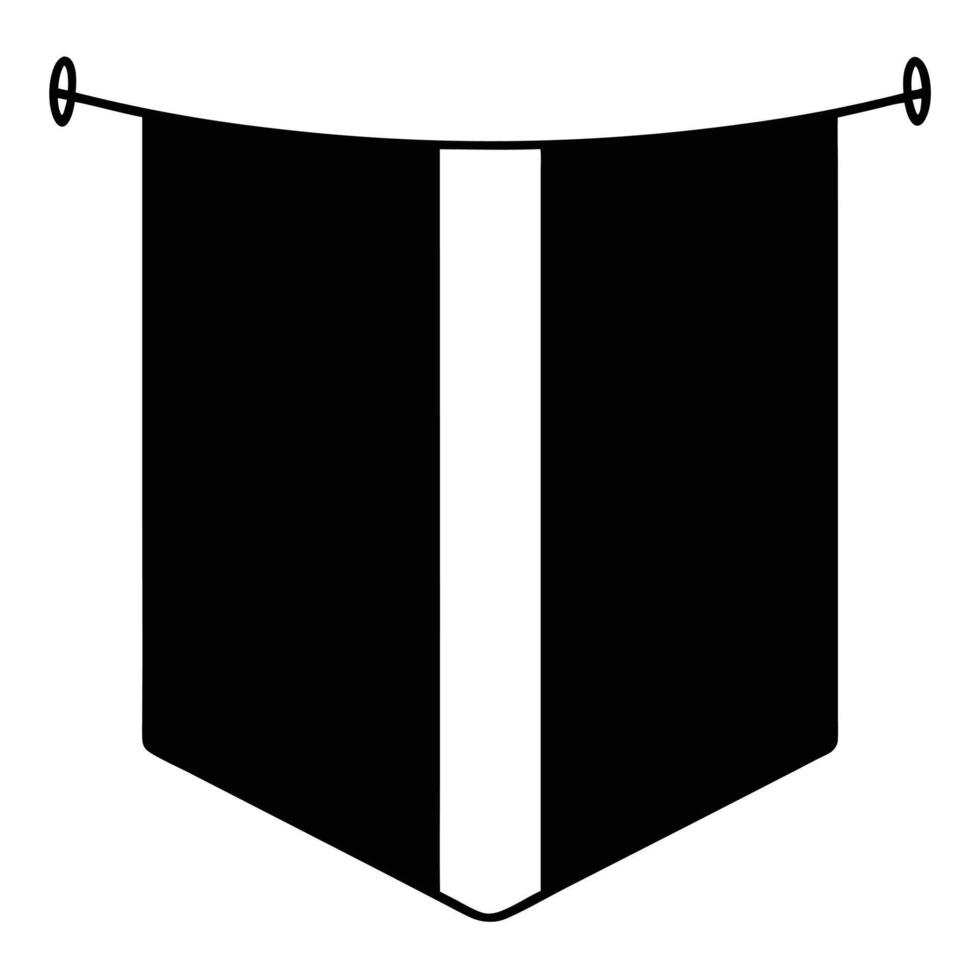 Black and White Pennant Flag with Central Vertical Stripe vector