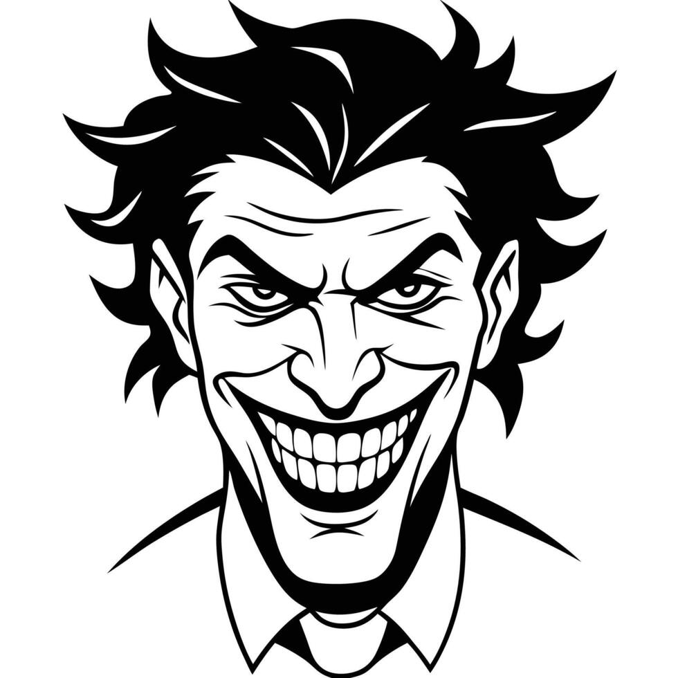 Black and White Illustration of a Joker Face vector