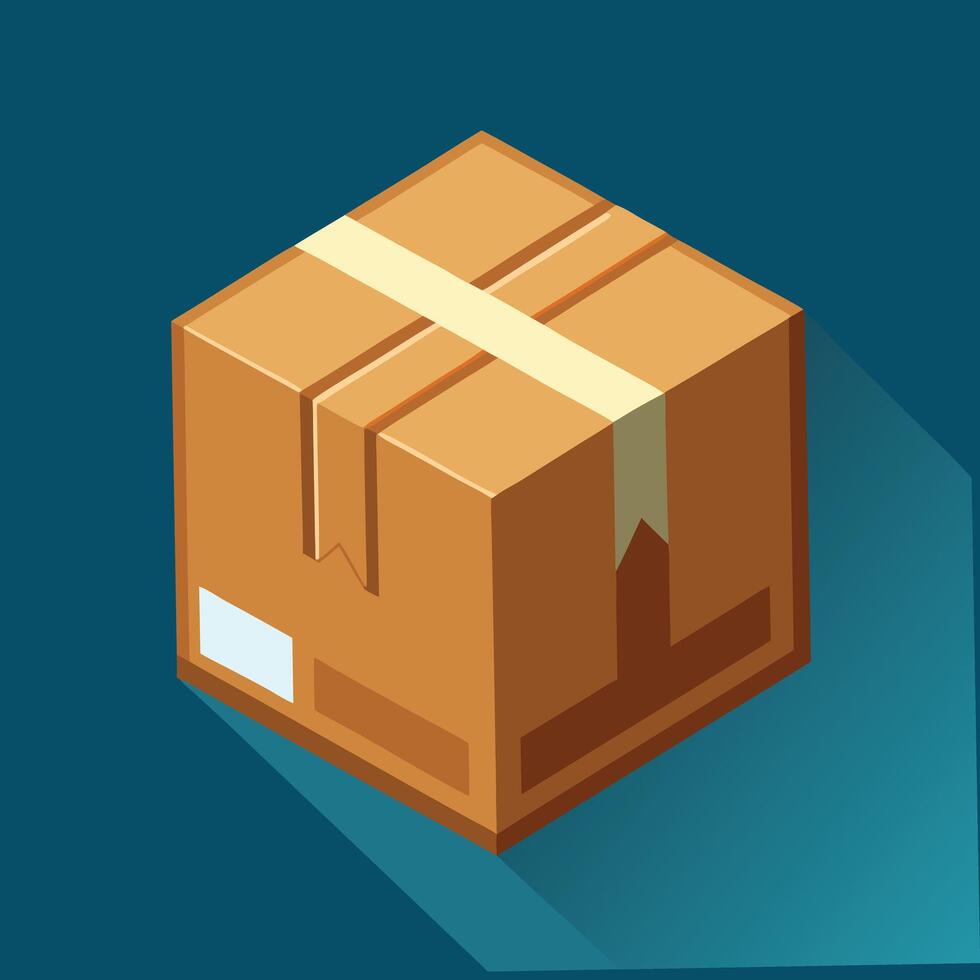 Isometric Illustration of a Cardboard Box with Tape vector