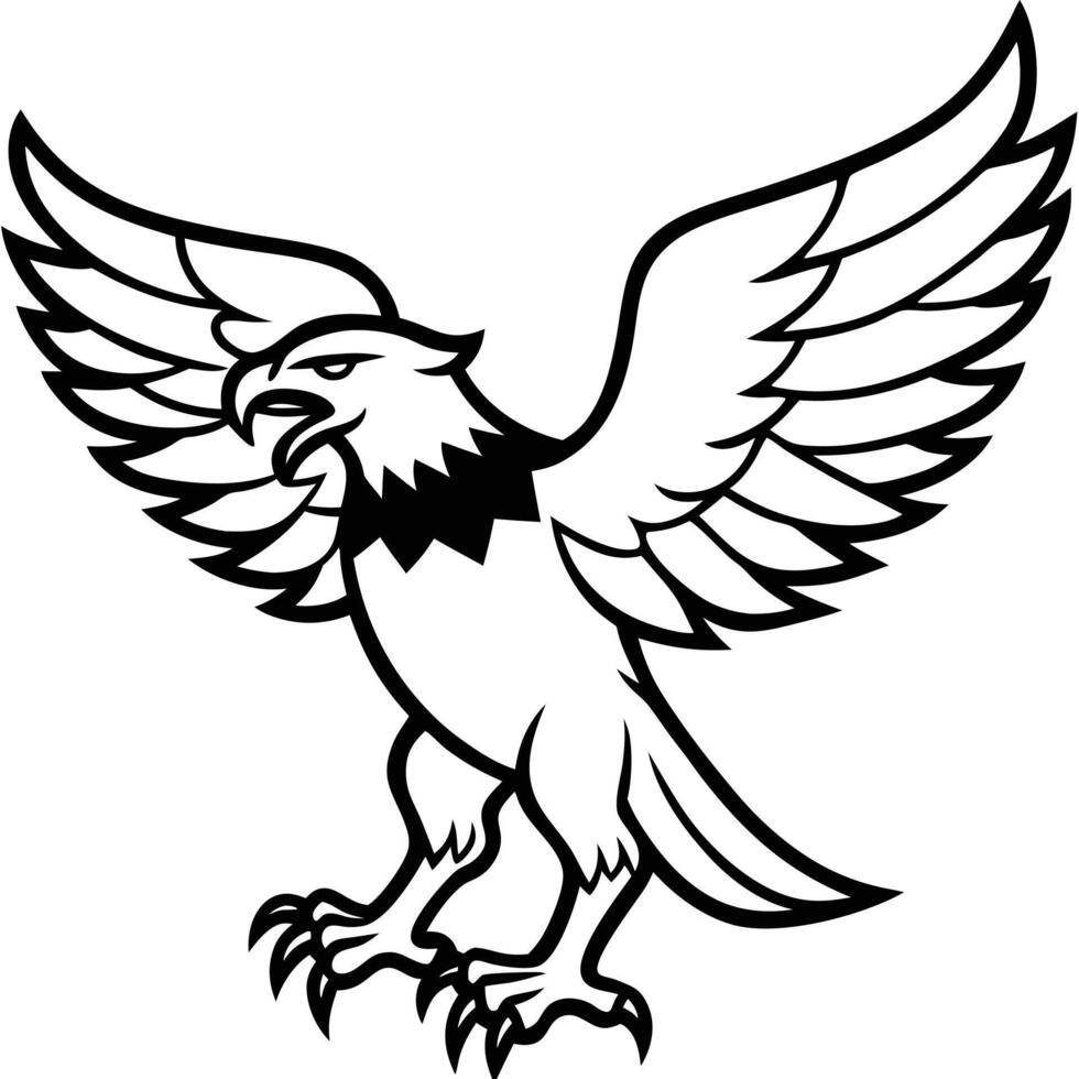 Majestic Black and White Eagle Illustration Wings Spread vector