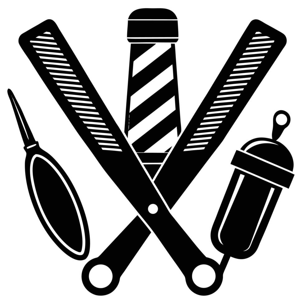 Classic Barbershop Tools and Pole Design Element vector