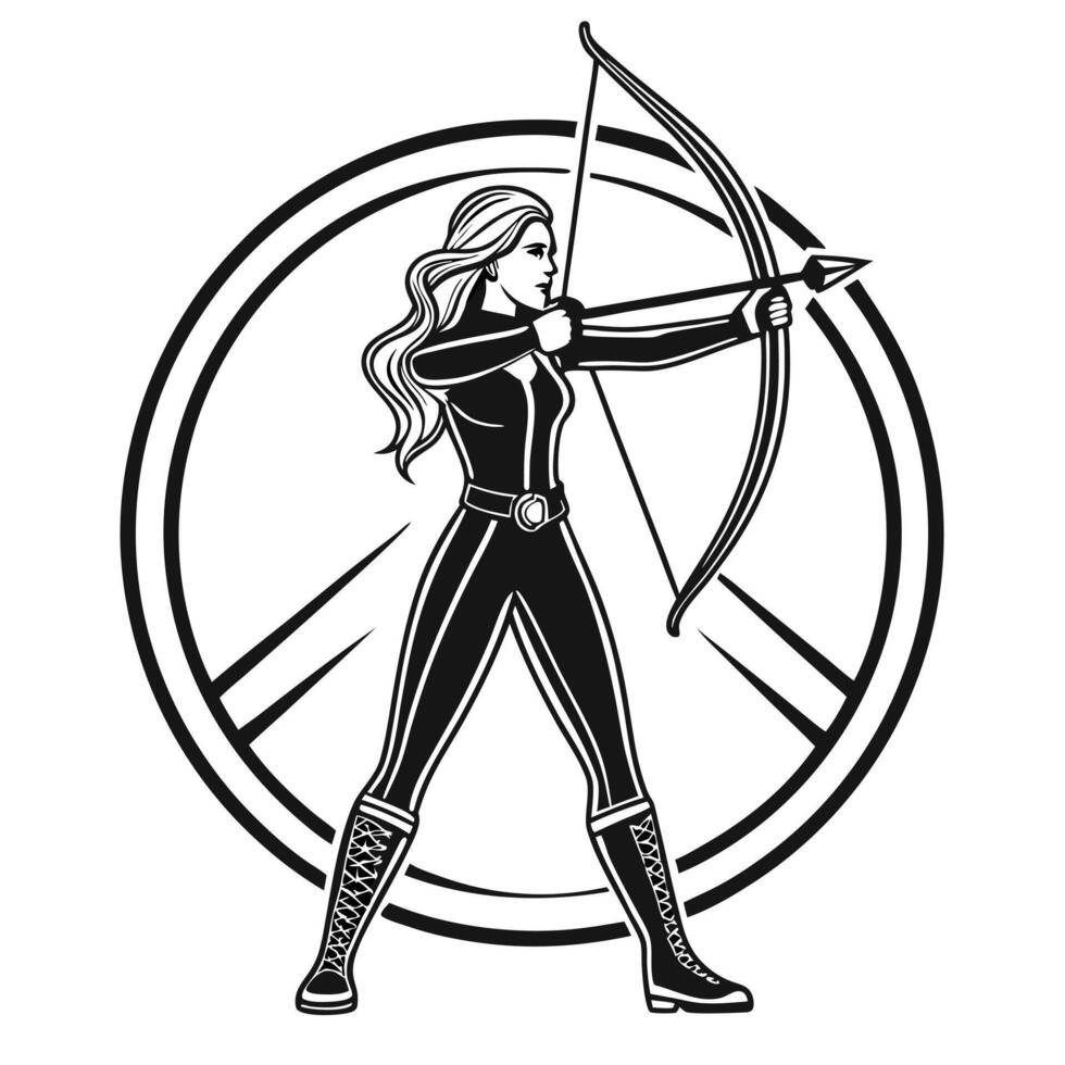 A Woman Archer in a Circular Peace Symbol Design vector