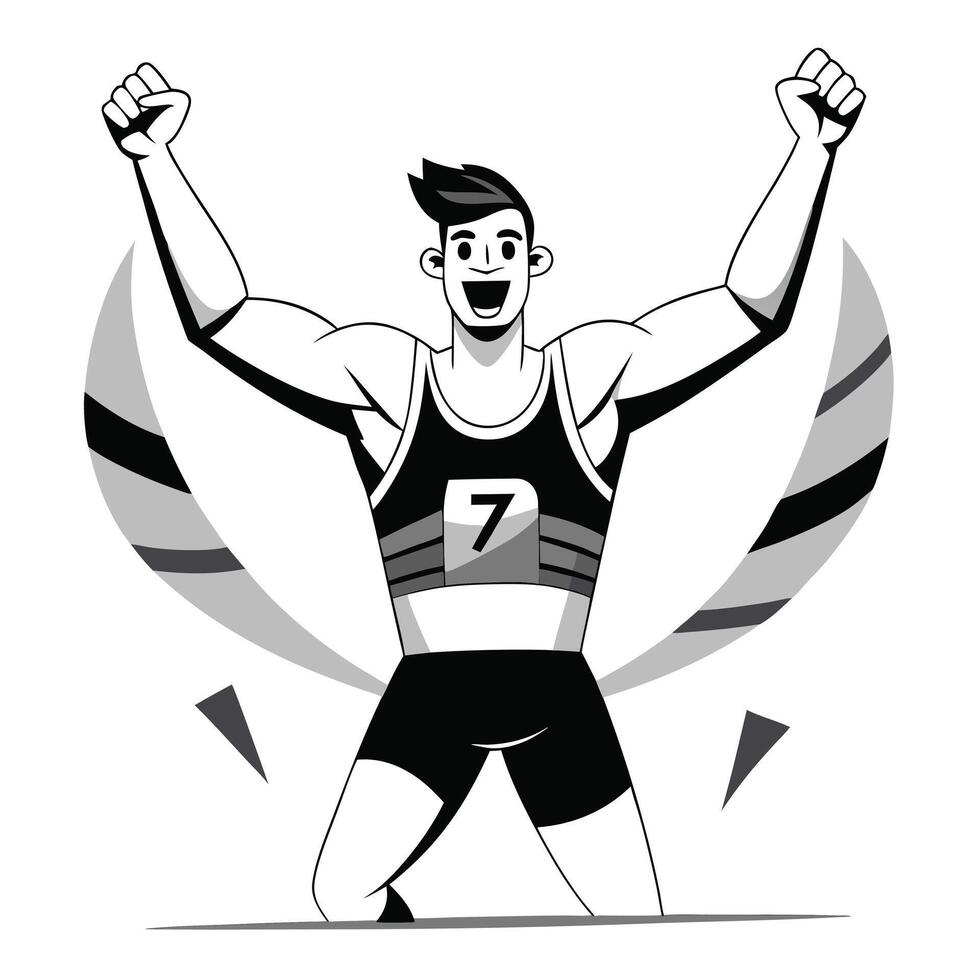 Victorious Male Athlete Celebrating a Race Win vector