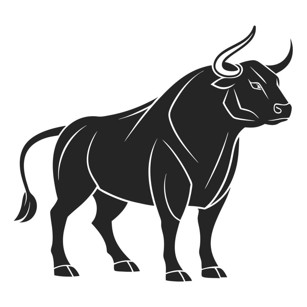 Stylized Black Bull Silhouette Illustration Graphic vector