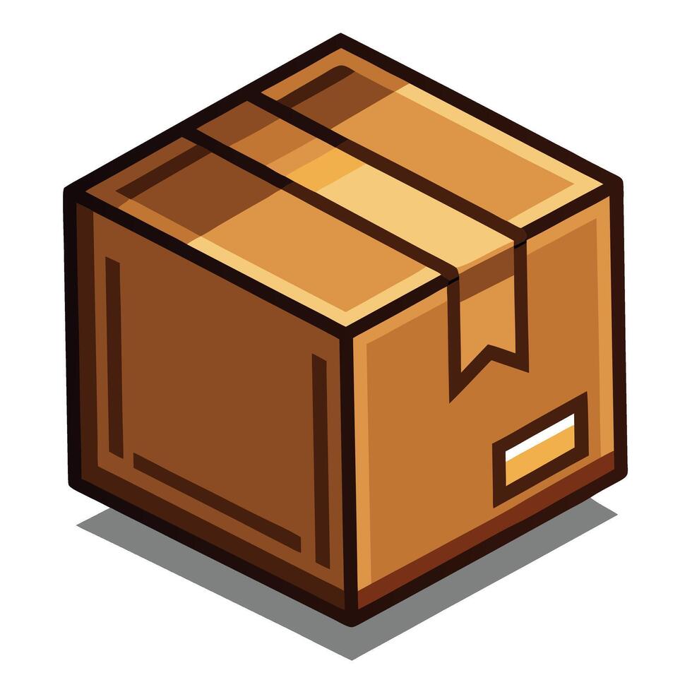 Isometric Illustration of a Closed Cardboard Box vector