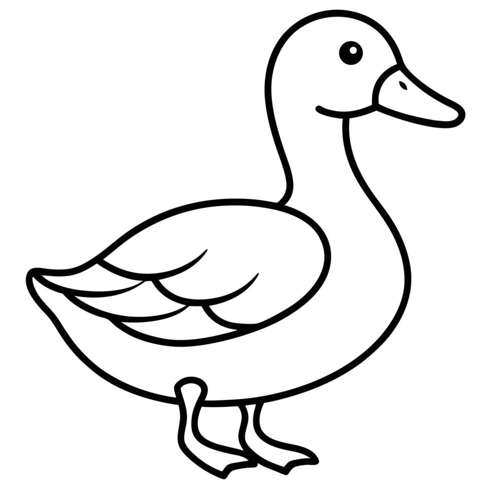 Simple Line Drawing of a Cartoon Duck vector