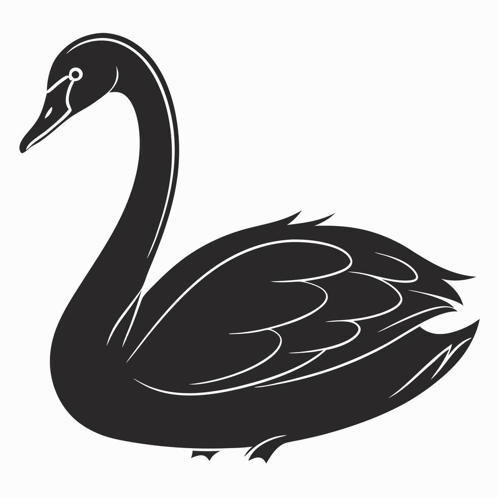 Elegant Black Swan Silhouette Illustration Design vector