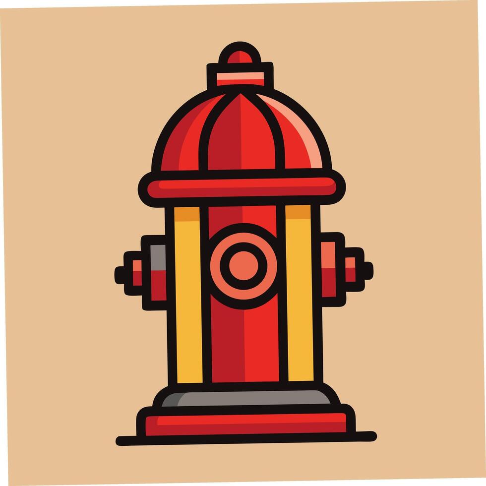 Red and Yellow Fire Hydrant Illustration vector