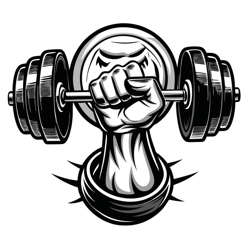 Powerful Fist Gripping Heavy Weight Barbell vector