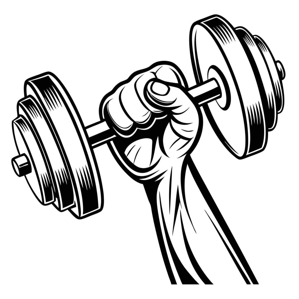 Strong Arm Lifting Heavy Dumbbell Weightlifting Graphic vector