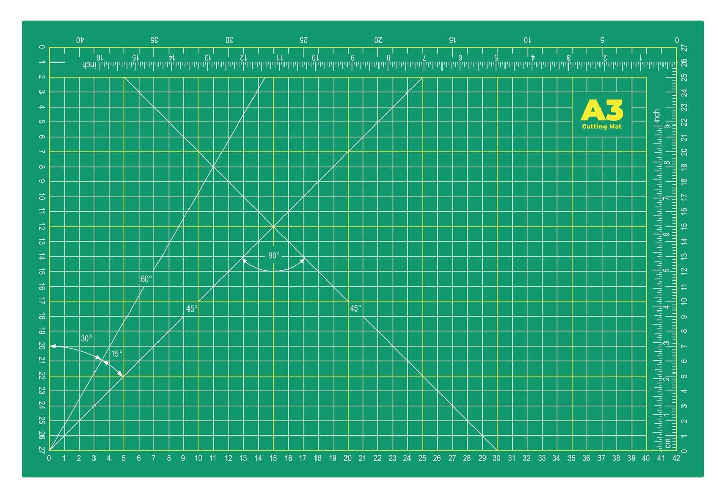 A3 Cutting Mat for Crafting and Measurement with Grid and Angle Guides vector