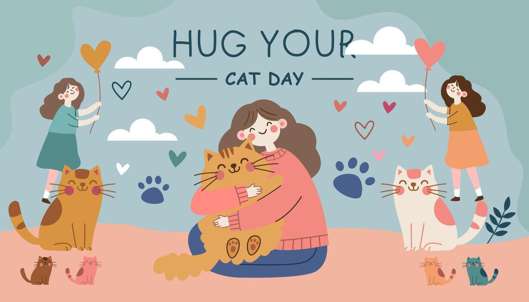 background, hug your day theme vector