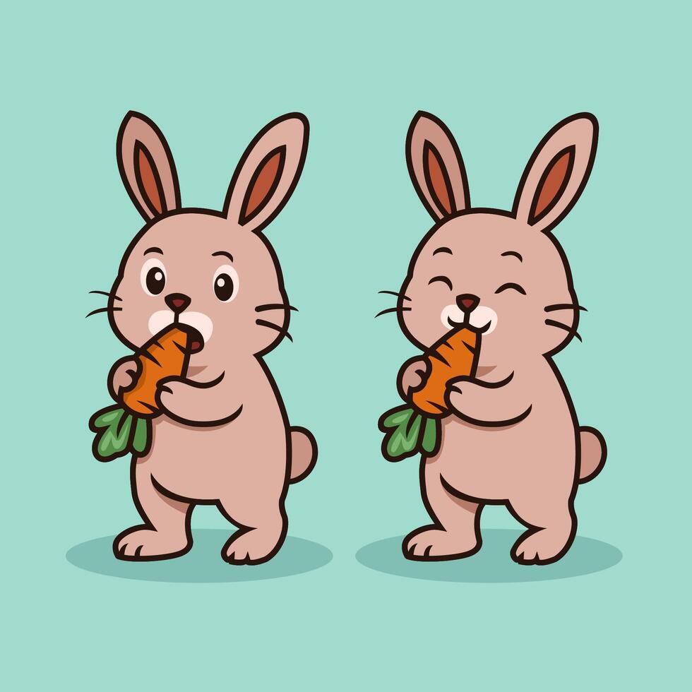 a set of cute rabbit illustrations, vector