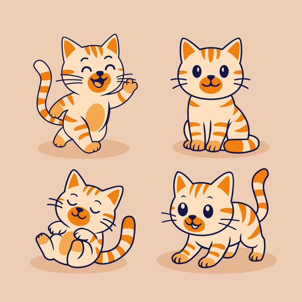 illustration of a cat with a cute expression vector