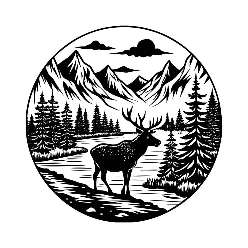 Deer Crossing River vector