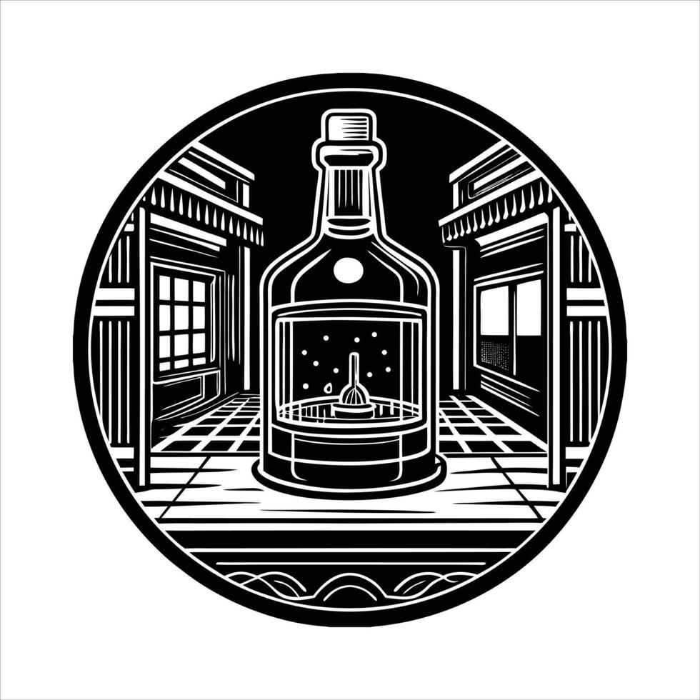 cyberpunk whisky bar glowing vector