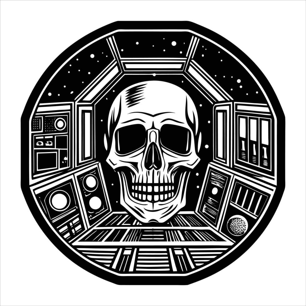 skull with data ports embedded vector