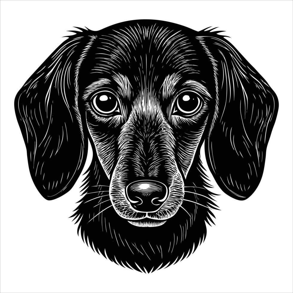 hyper realistic dachshund face vector