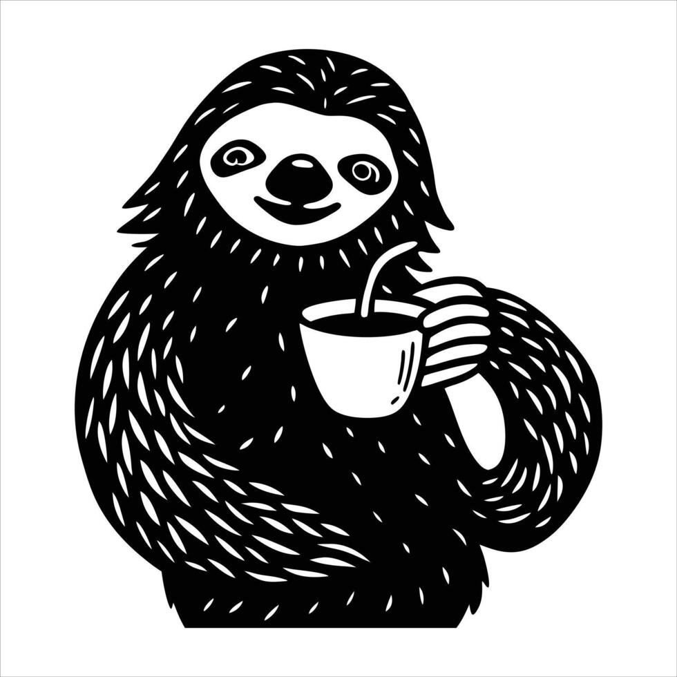 Sloth With Coffee vector