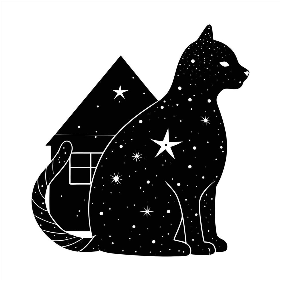 Starry Sky Cat vector