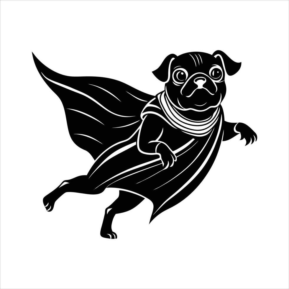 Pug puppy in superhero vector