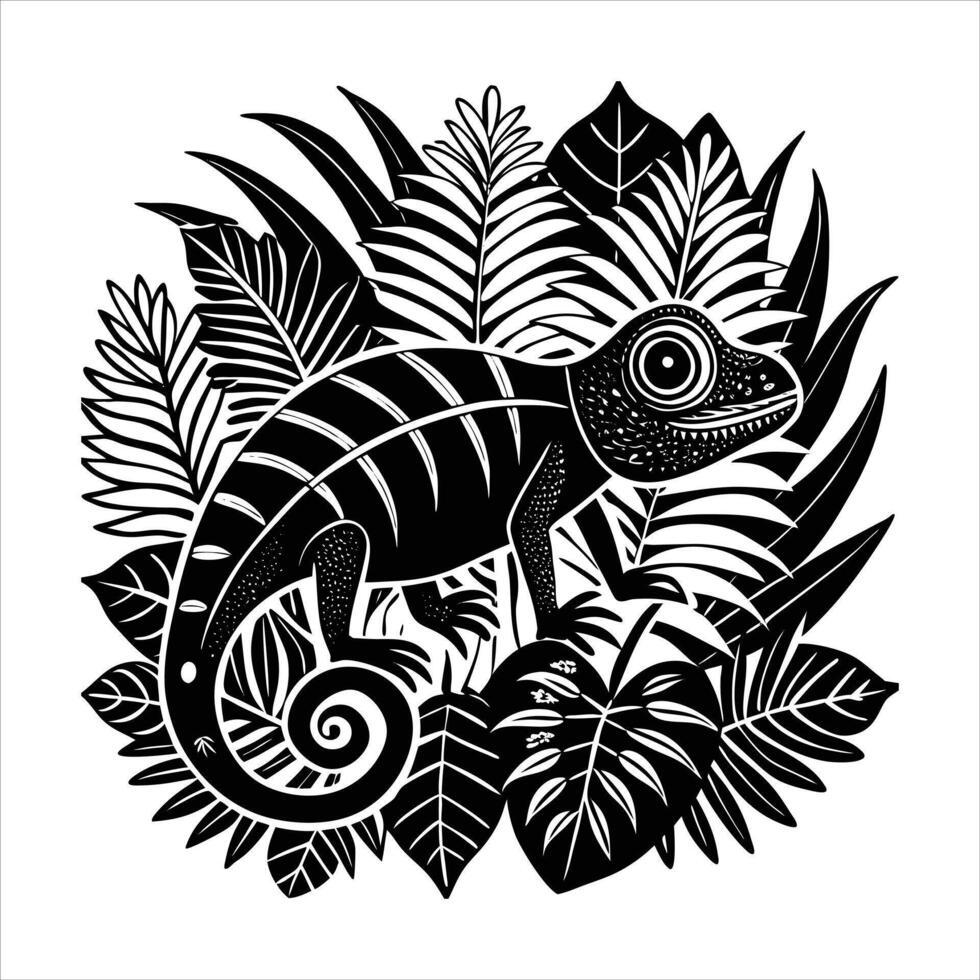 watercolor chameleon blending vector