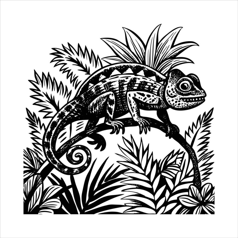 Chameleon lizard illustration vector