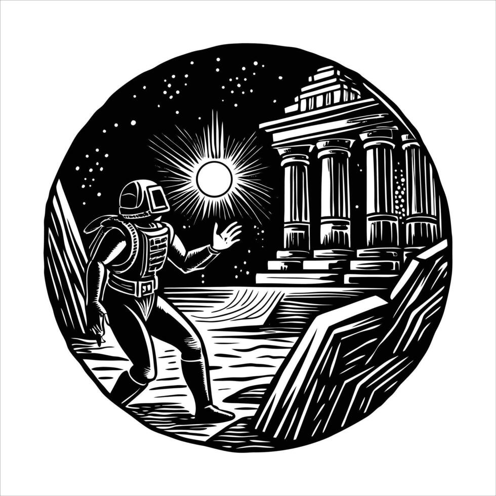 scuba diver reaching out toward vector