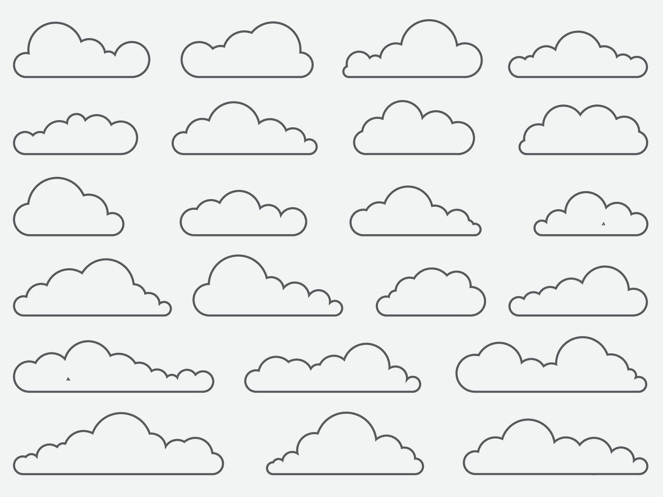 Cloud line shape, graphic clouds outline, cloudy line simple vector